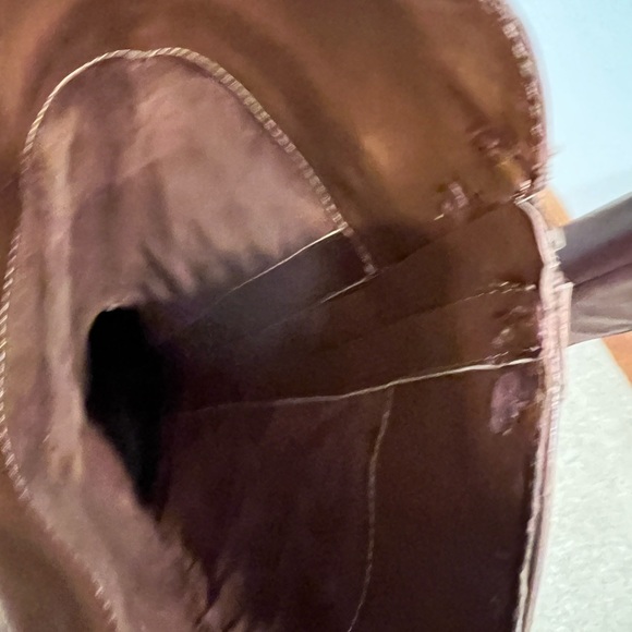 Gianni Bini Tall Brown Leather Boots Studded MotoWoven Shaft Riding Fall Style - Picture 11 of 14